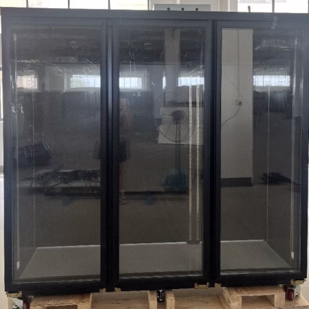 Vitrina frigorifica verticala 3 usi 1800L, agregat extern, inox negru, control digital